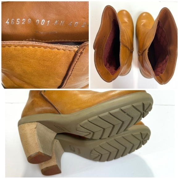 Camper 70s Retro Chunky Wood Heel Ankle Boot in Honey Tan Size 9 - Picture 10 of 11